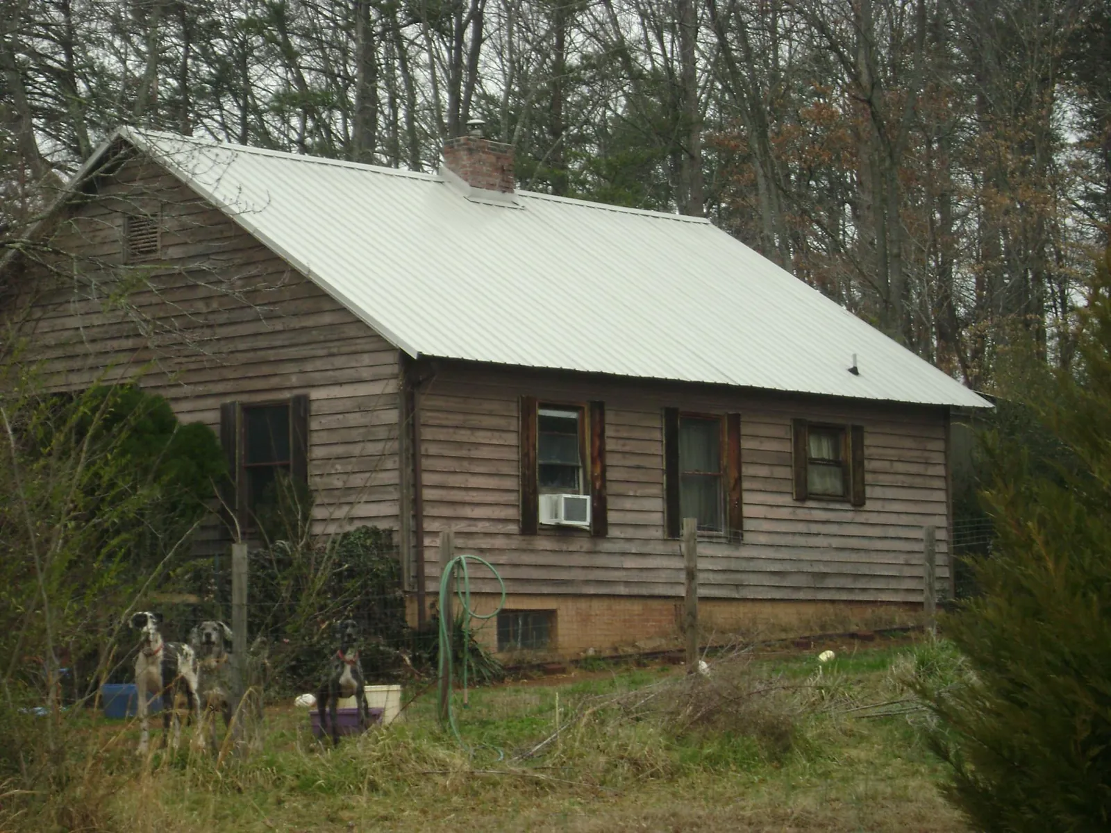 White metal roof on an old wood sided farmhouse, from a Metal Roof Installation job in Roslindale